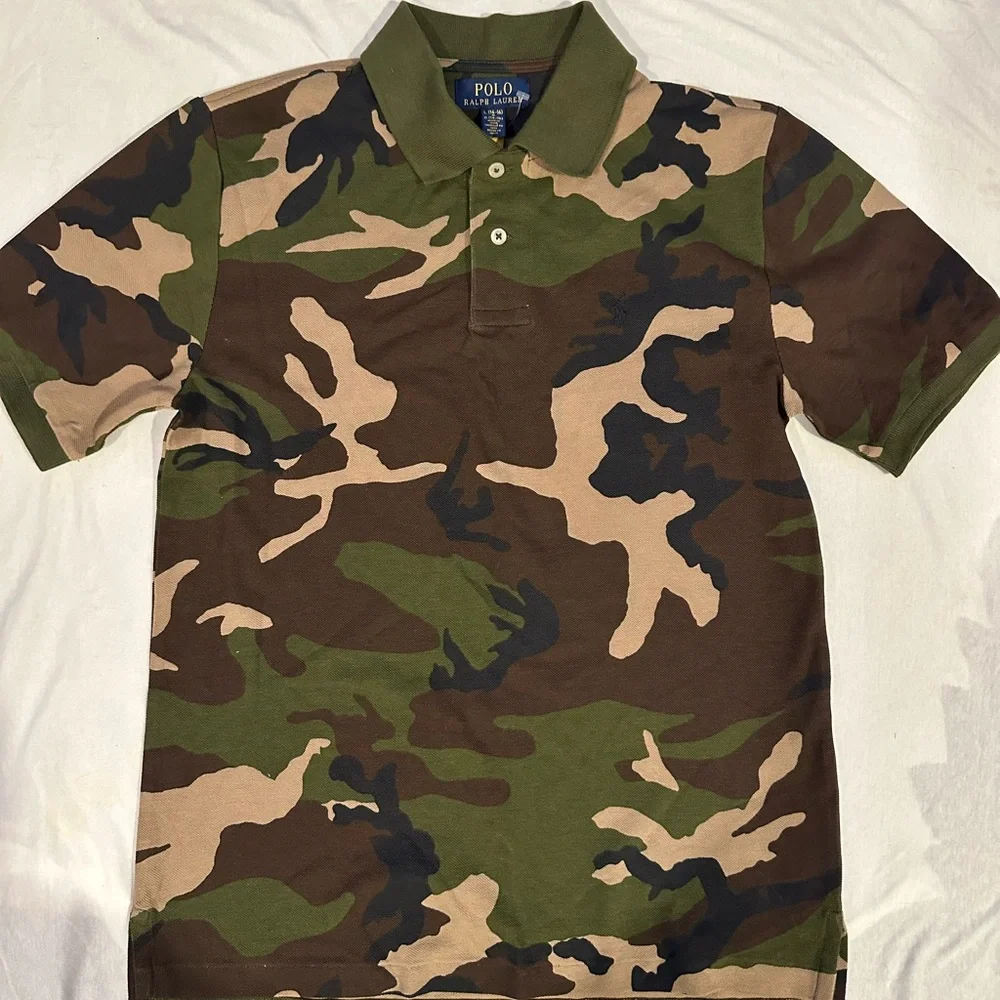 Polo by Ralph Lauren Boys' Camo Polo Shirt - Green, Brown, Black L 14-16 - Picture 15 of 16
